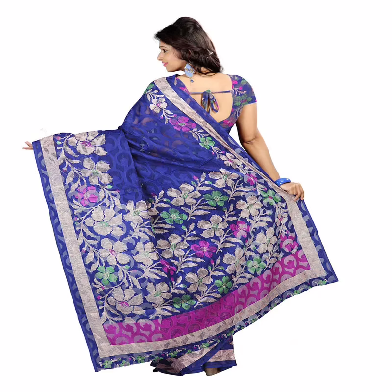 Lookslady Printed Blue jacquard saree