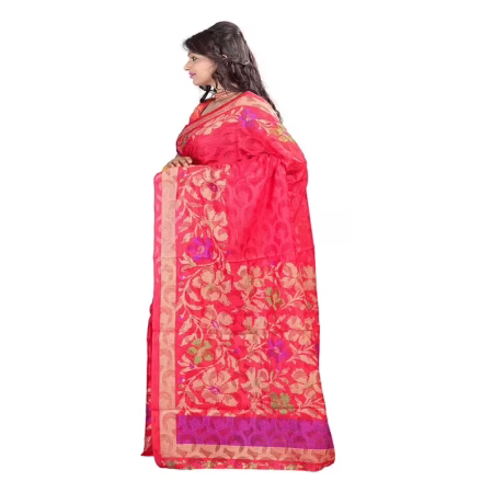 Lookslady Printed Red jacquard saree