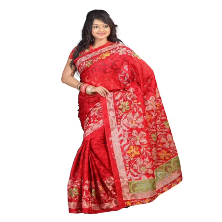 Lookslady Printed Maroon jacquard saree