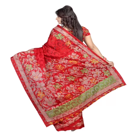Lookslady Printed Maroon jacquard saree