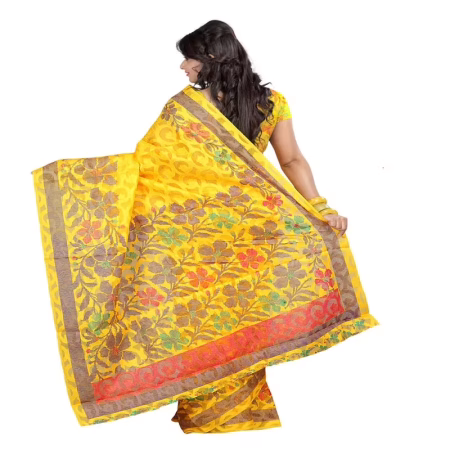 Lookslady Printed Yellow jacquard saree