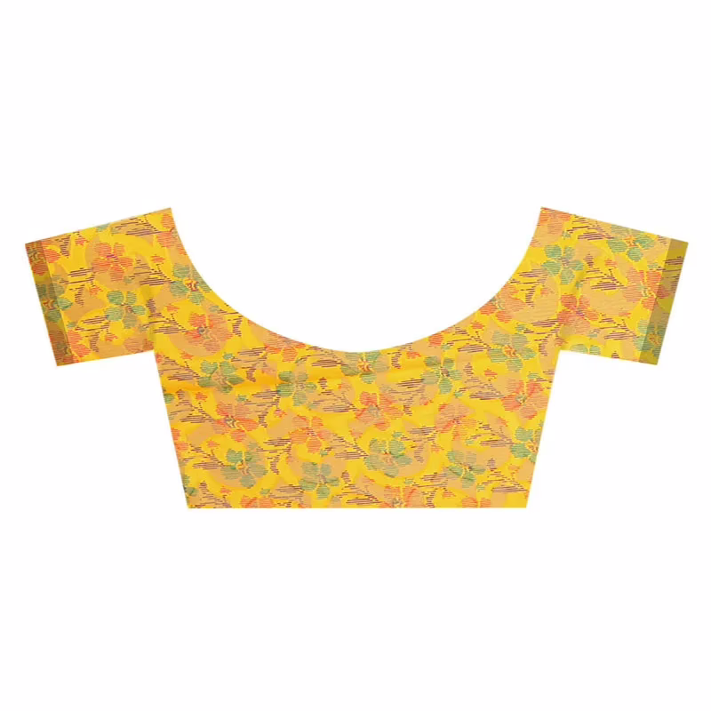 Lookslady Printed Yellow jacquard saree