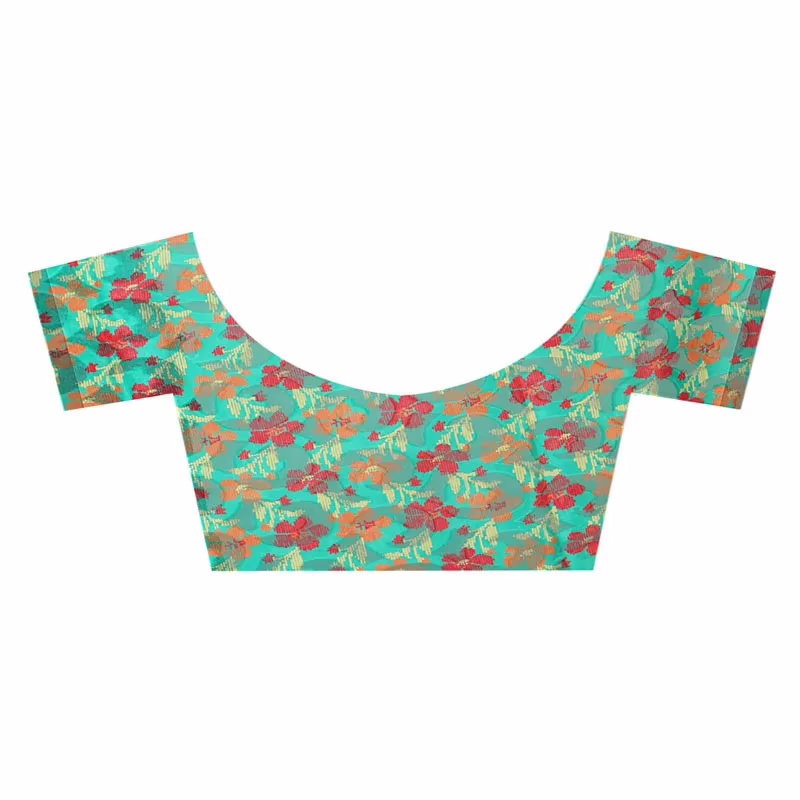 Lookslady Printed Red & Green Georgette saree