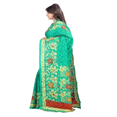 Lookslady Printed Red & Green Georgette saree