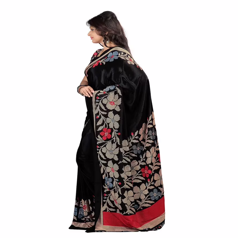 Lookslady Printed Black Crepe saree