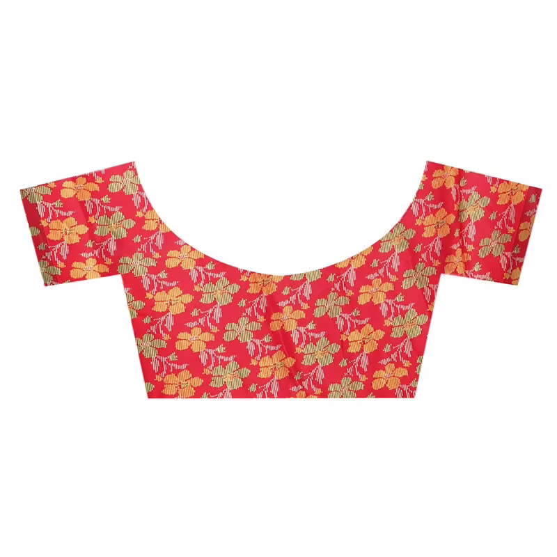 Lookslady Printed Red Crepe saree