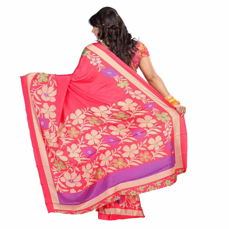Lookslady Printed Pink Crepe saree