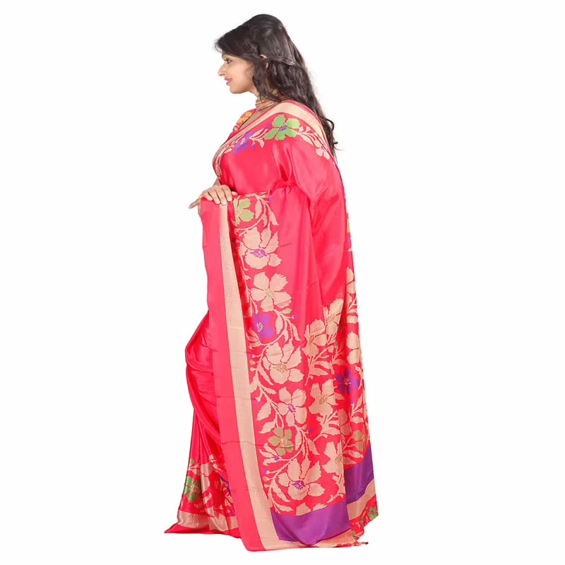 Lookslady Printed Pink Crepe saree