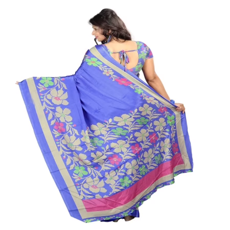 Lookslady Printed Purple Crepe saree