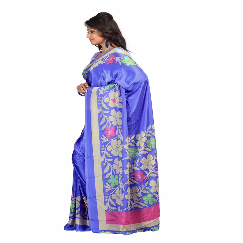 Lookslady Printed Purple Crepe saree