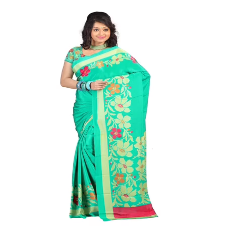 Lookslady Printed Green Crepe saree