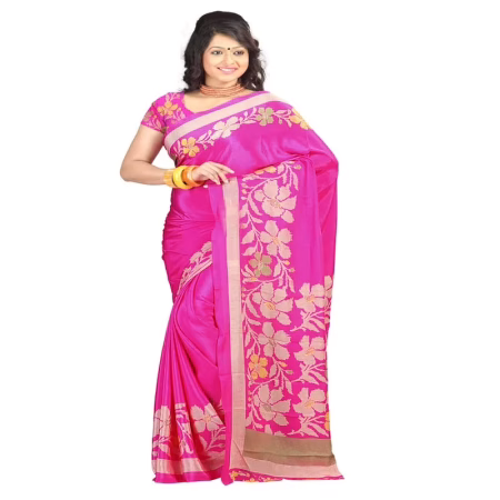 Lookslady Printed Pink Crepe saree