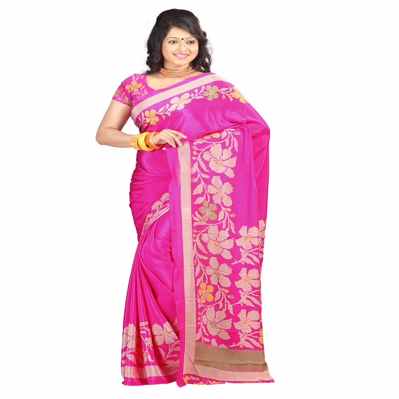 Lookslady Printed Pink Crepe saree