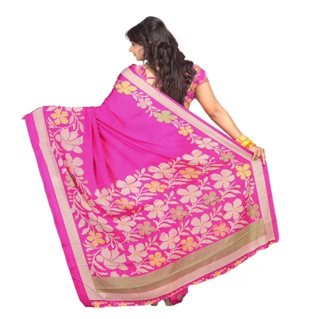 Lookslady Printed Pink Crepe saree