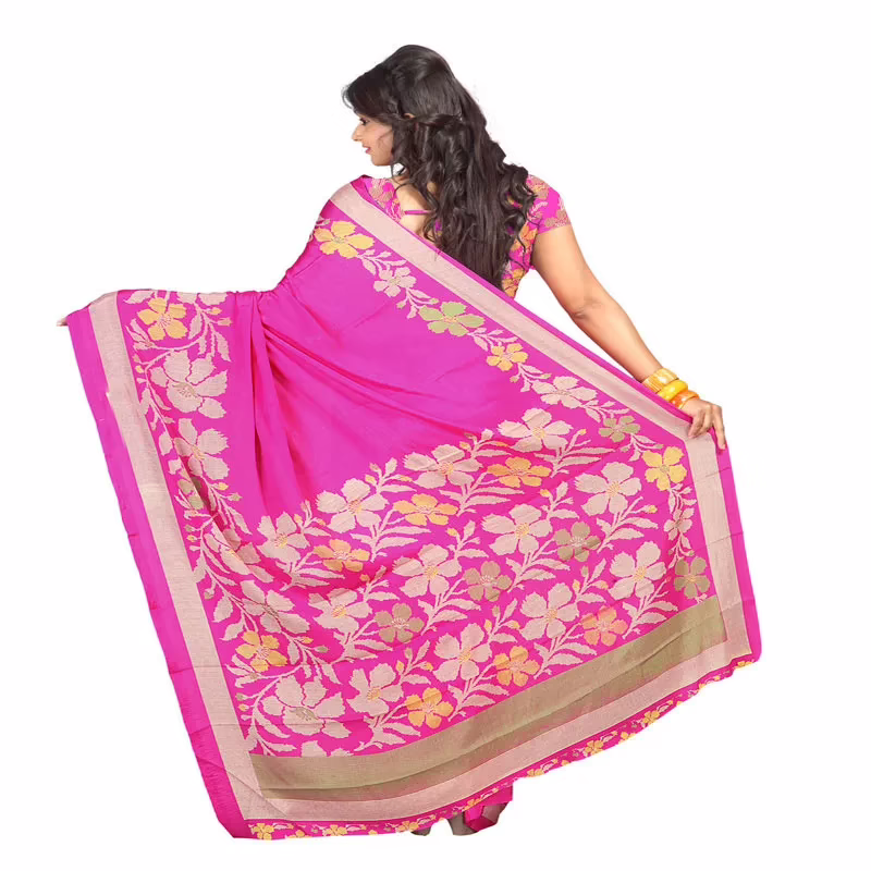 Lookslady Printed Pink Crepe saree