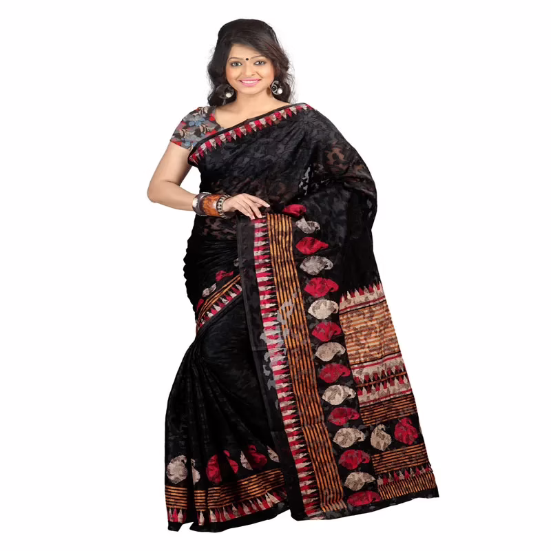 Lookslady Printed Black jacquard saree