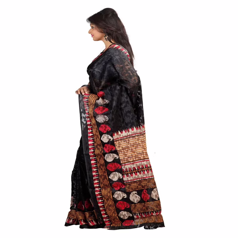 Lookslady Printed Black jacquard saree