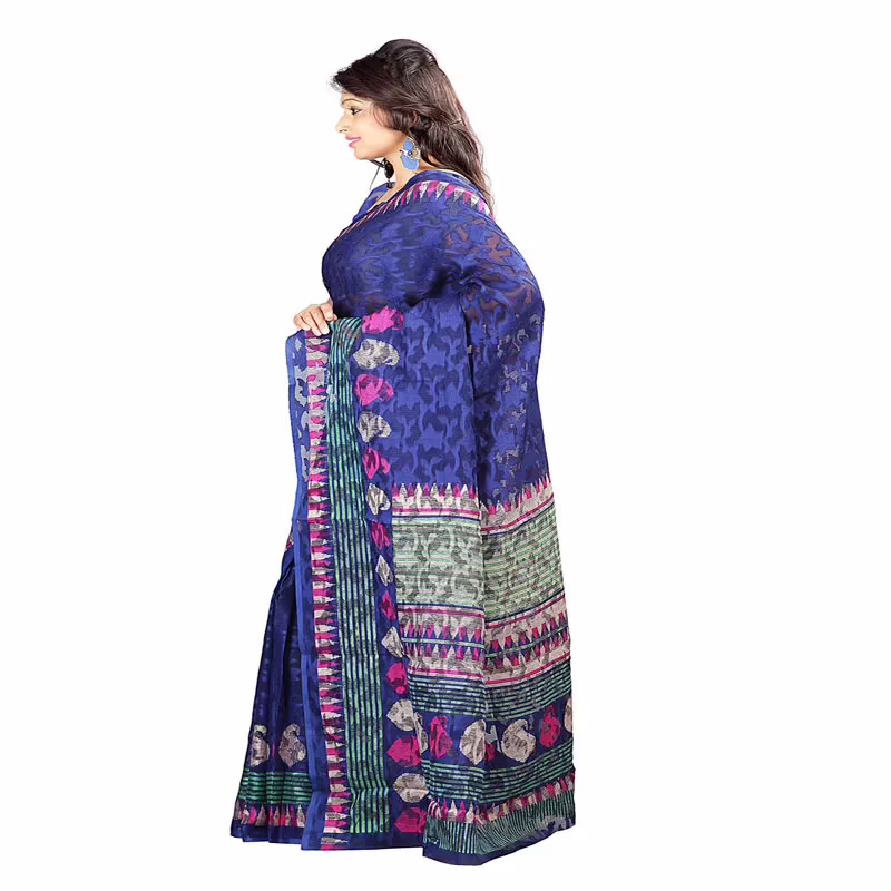 Lookslady Printed Blue jacquard saree