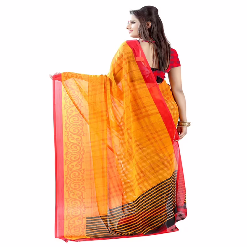 Lookslady Printed Yellow Chiffon saree