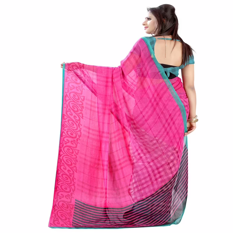Lookslady Printed Pink Chiffon saree