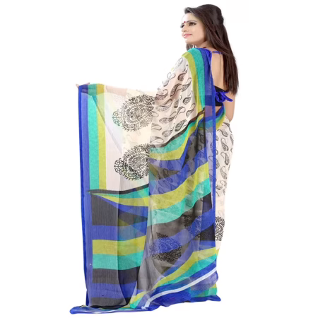 Lookslady Printed Beige Chiffon saree