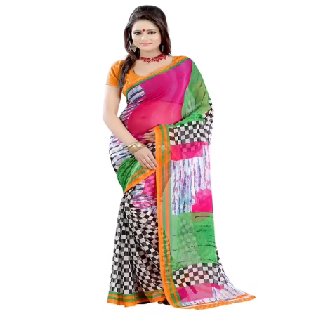 Lookslady Printed Multicolor Chiffon saree