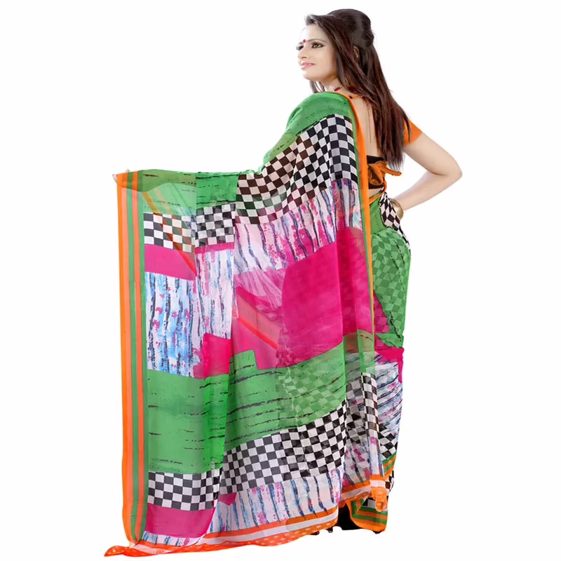 Lookslady Printed Multicolor Chiffon saree