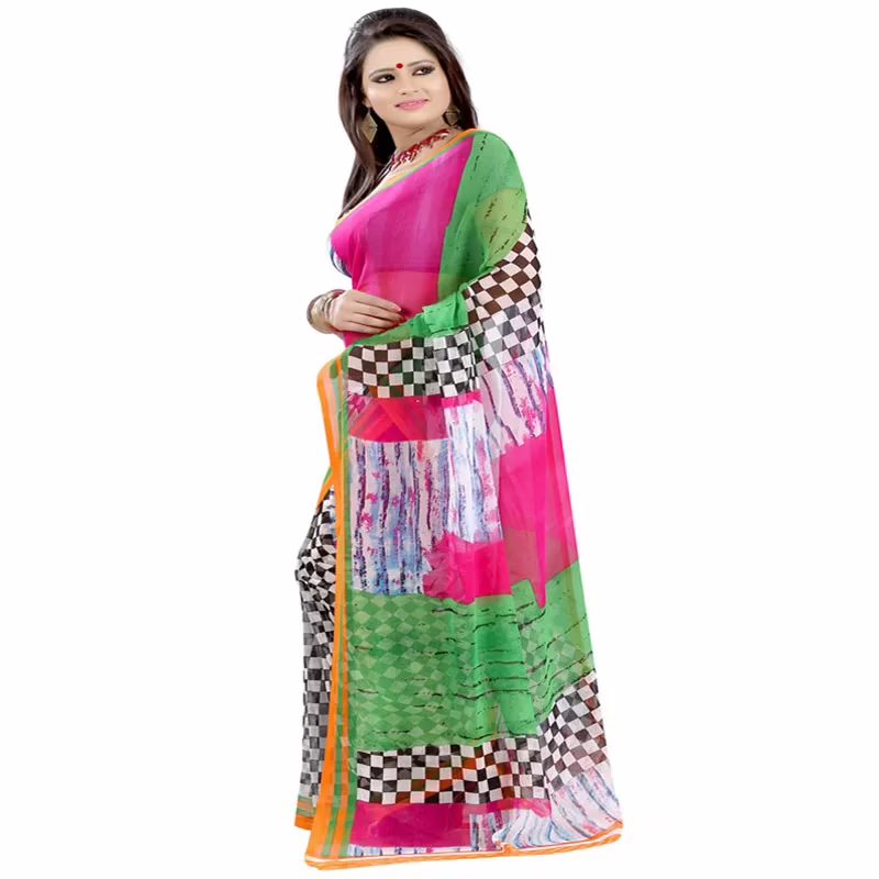 Lookslady Printed Multicolor Chiffon saree
