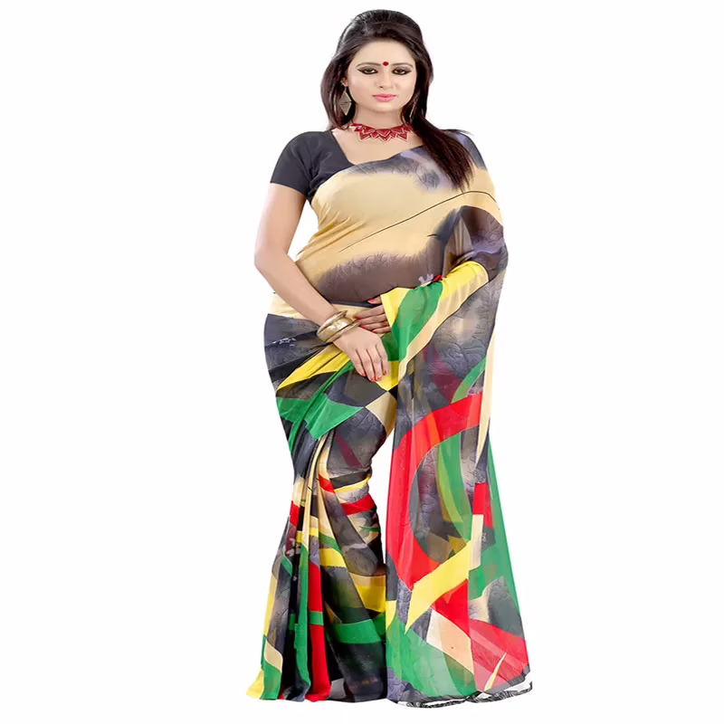 Lookslady Printed Multicolor Chiffon saree