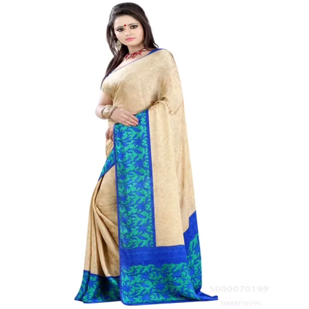 Lookslady Printed Beige Crepe saree