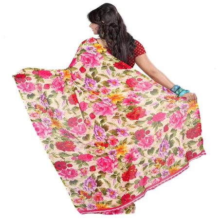 Lookslady Printed Green Faux Georgette saree