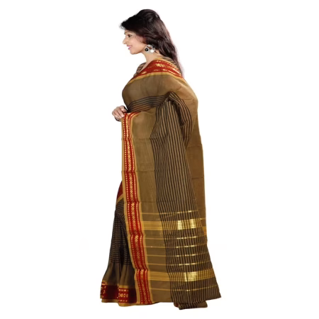 Lookslady Printed Beige & Black Cotton Saree