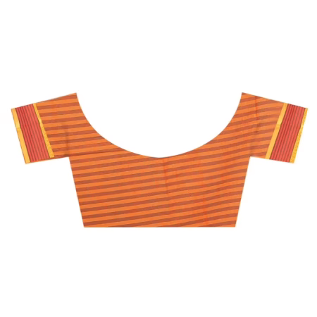 Lookslady Printed Orange & Gold Cotton Saree