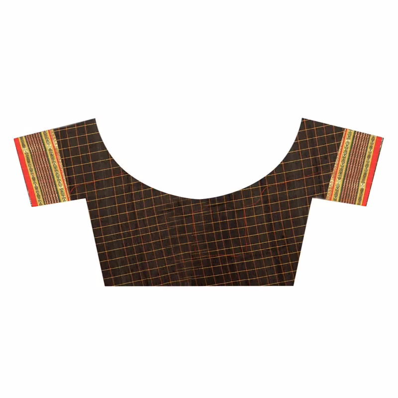 Lookslady Printed Black & Orange Cotton Saree