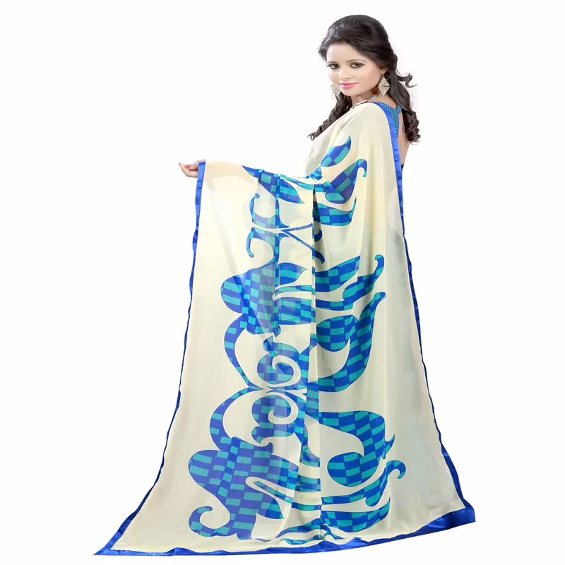 Lookslady Printed Beige Georgette saree