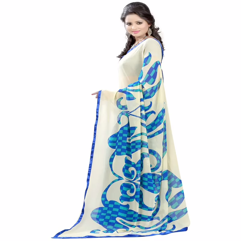 Lookslady Printed Beige Georgette saree