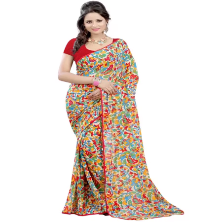 Lookslady Printed Red Georgette saree
