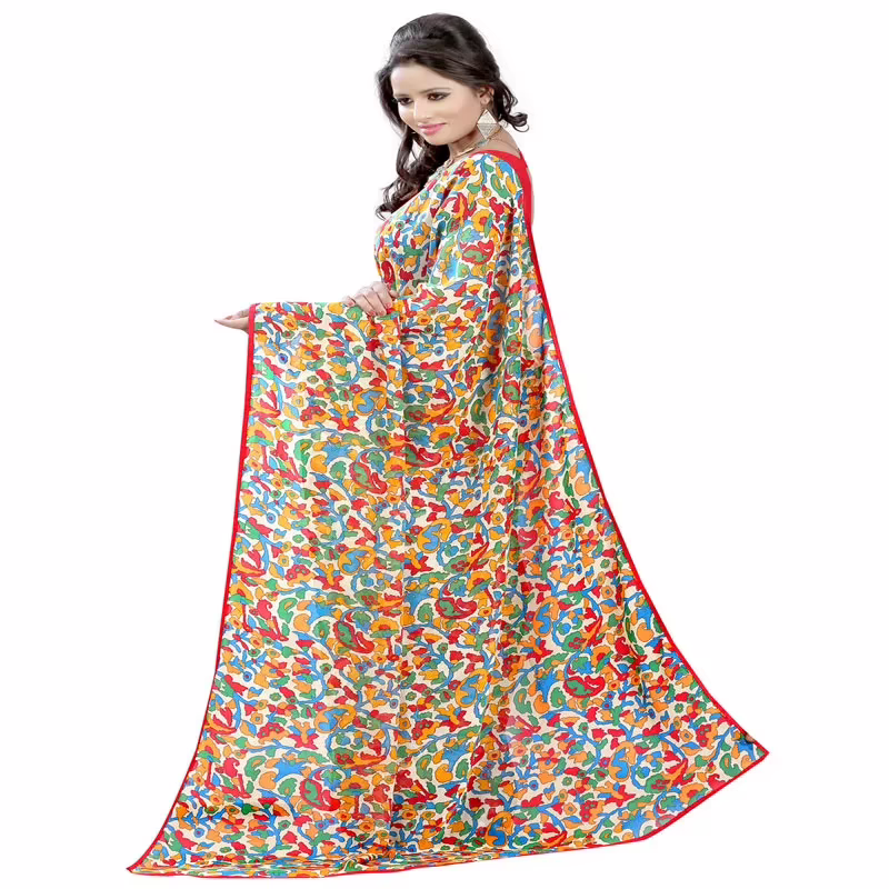 Lookslady Printed Red Georgette saree