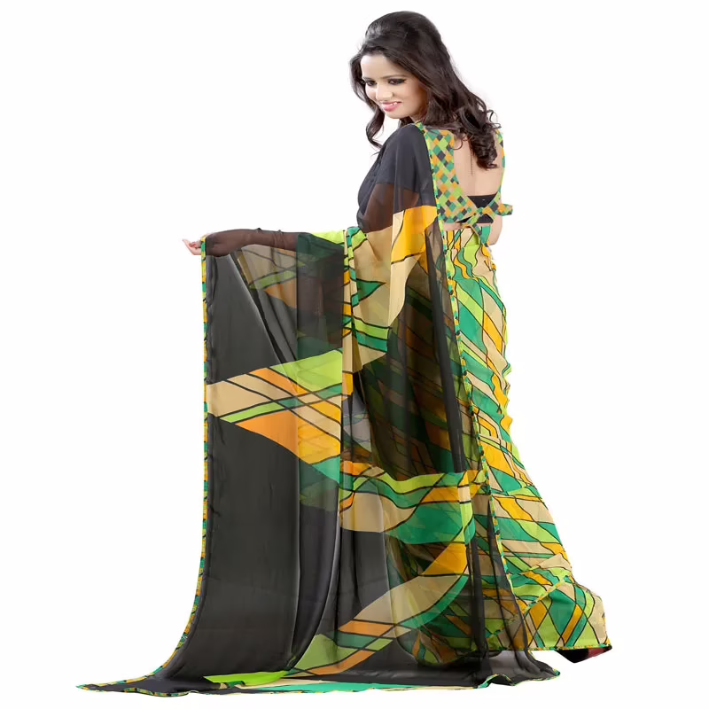 Lookslady Printed Green Georgette saree