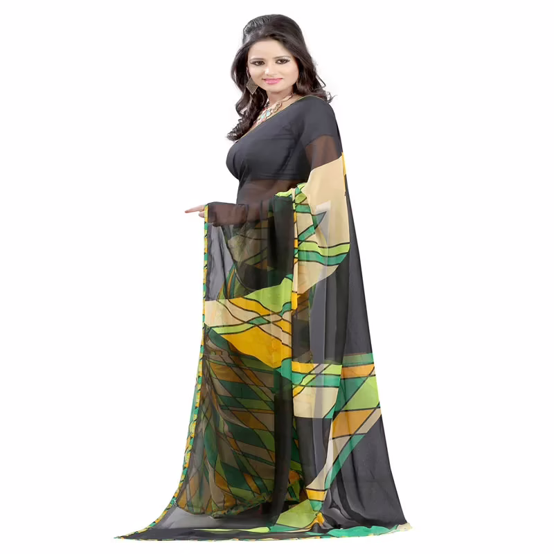 Lookslady Printed Green Georgette saree