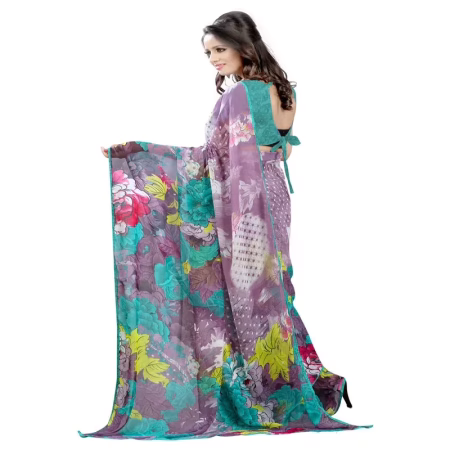 Lookslady Printed Purple Georgette saree