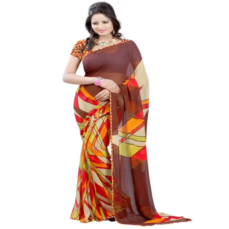 Lookslady Printed Red Georgette saree