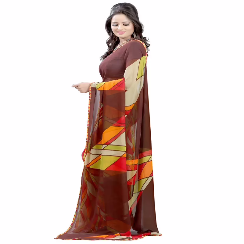 Lookslady Printed Red Georgette saree