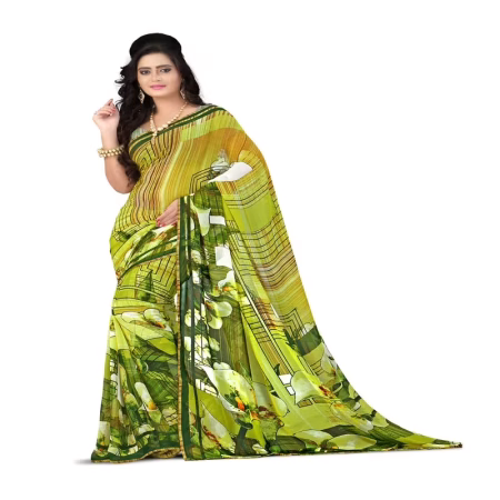 Lookslady Printed Green Georgette saree