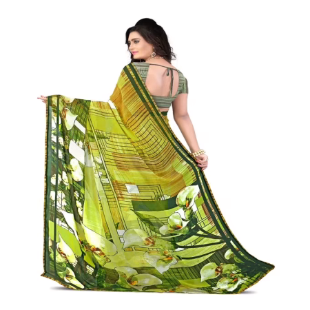 Lookslady Printed Green Georgette saree