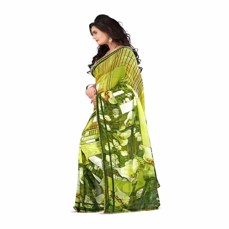 Lookslady Printed Green Georgette saree