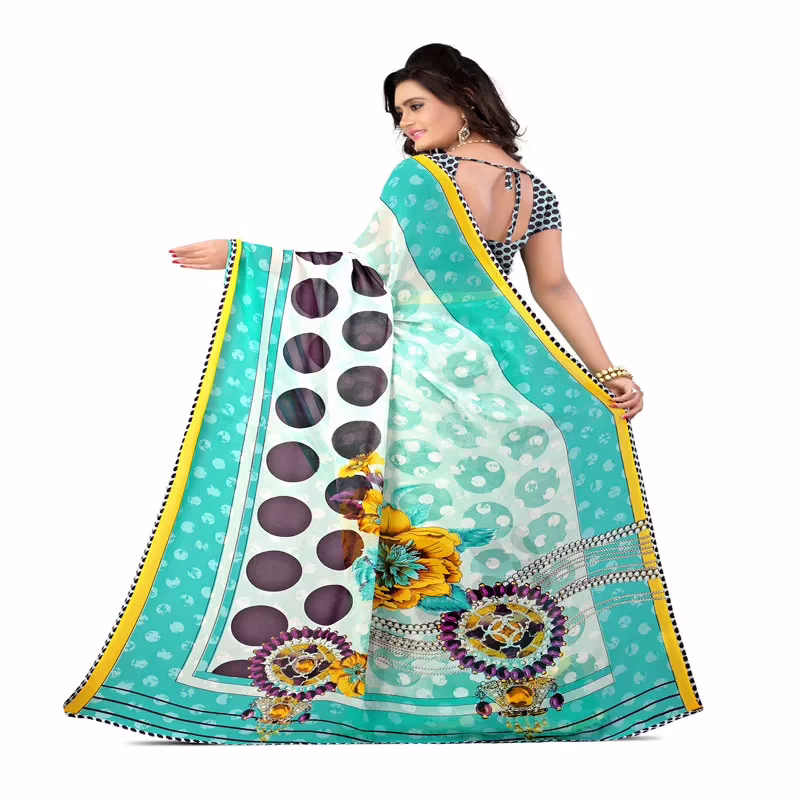 Lookslady Printed White Georgette saree