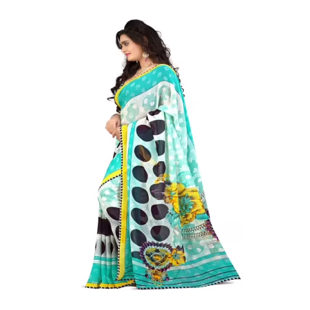 Lookslady Printed White Georgette saree