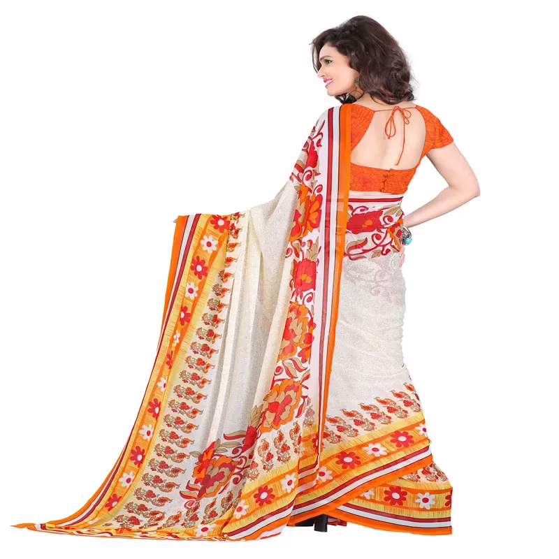 Lookslady Printed Beige Georgette saree