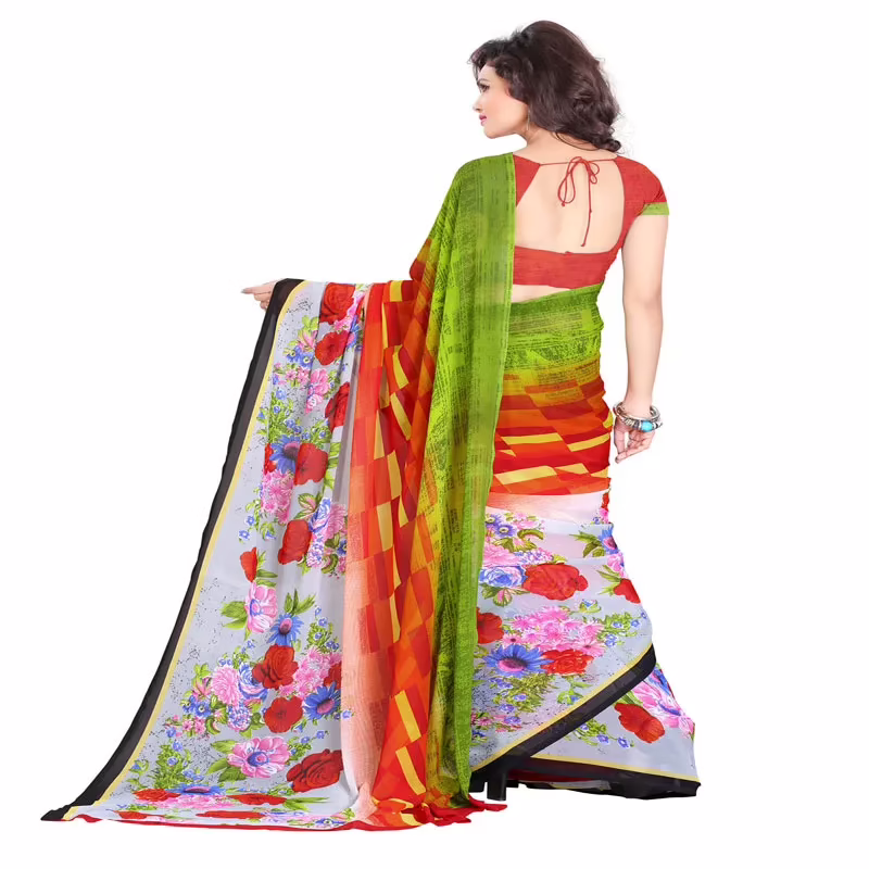 Lookslady Printed Red Georgette saree